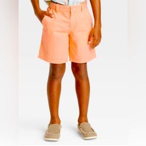 NWT Boys Xs (4/5) Cat & Jack Flat Front Shorts Orange Bottoms Adjustable Waist